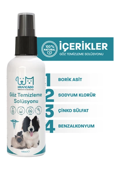 muvicado Kedi Köpek Göz Kulak Ağız Bakım Solüsyonu Yüz Deri Temizleme Hijyen Spreyi 100 ml - 3