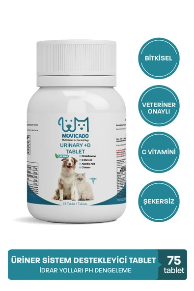 muvicado Kedi ve Köpekler İçin +D Urinary (Üriner) Sistem Destekleyici Tablet Kedi Köpek Vitamini
