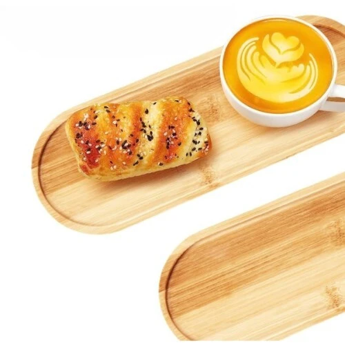 3'lü Bambu Oval Sunum Tabağı Seti - Resim 2