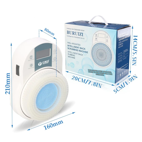 Sunup, Otomatik Sırt Keseleme Ovalama Yıkama Makinesi Duvara Monteli, Elektrikli Sırt Peeling Banyo Yıkama Pedi, 360° Otomatik Sırt Fırçası, 2 Hızlı Ayar, Duşta Derin Temizlik İçin - Resim 3