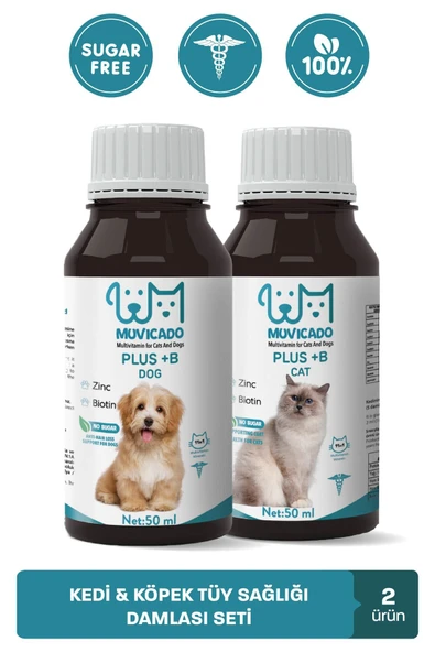 muvicado Kedi Köpek Tüy Döküm Dökülmesi Önleyici Engelleyici Damla Kediler Köpekler İçin Biyotin