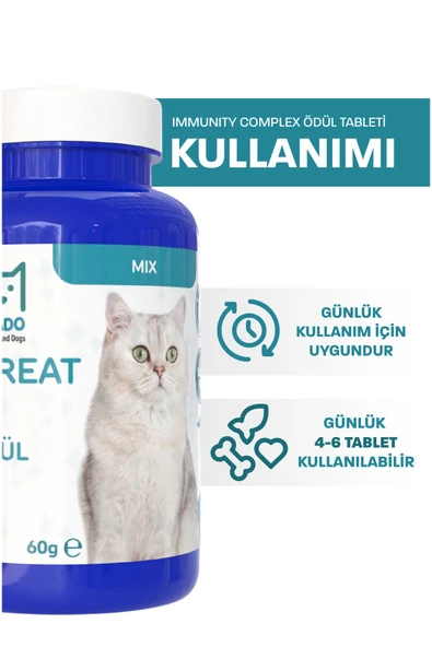 muvicado Kedi Ödül Tableti Mix Kedi Ödülü Deri Tüy Bağışıklık Multivitamin Tablet Kedi Biyotin Tüy Bakım Seti - 4