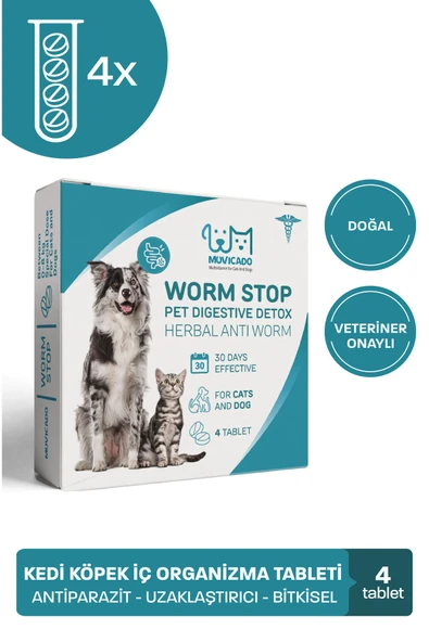 muvicado Kedi Köpek Iç Dış Anti Parazit Uzaklaştırıcı Bitkisel Damla Ödül Tablet Seti Bit Pire Giderici ürün görseli 1