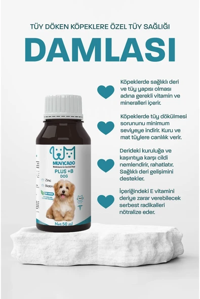 muvicado Kedi Köpek Tüy Döküm Dökülmesi Önleyici Engelleyici Damla Kediler Köpekler İçin Biyotin - 3