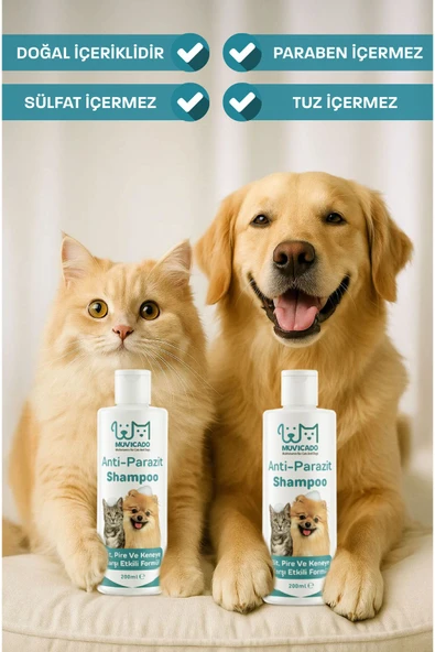muvicado Kedi Köpek Parazit Şampuanı Bit Pire Parazit Kene Damlası Tarağı Tasması İle Kullanım - 5