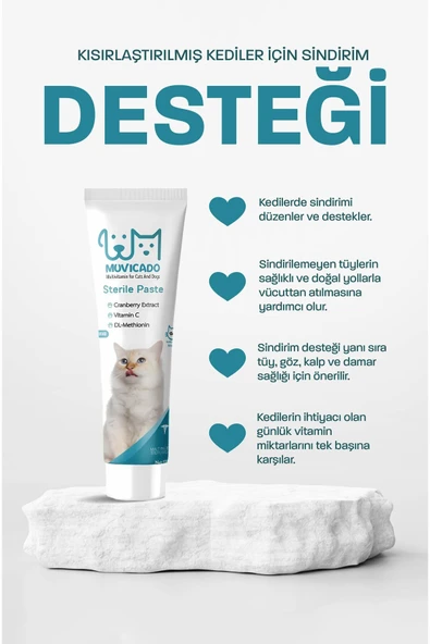 muvicado Kısırlaştırılmış Taurinli Kedi Maltı Tüy Yumağı Önleyici & Bağışıklık İmmün Destek Tableti - 5