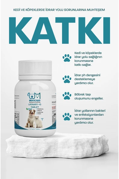 muvicado Kedi ve Köpekler İçin +D Urinary (Üriner) Sistem Destekleyici Tablet Kedi Köpek Vitamini - 2