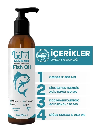 muvicado Kedi Ve Köpekler Için Omega 3 -6 Balık Yağı Bağışıklık Sistemi Destekleyici Iştah Açıcı Tüy Bakımı - 4