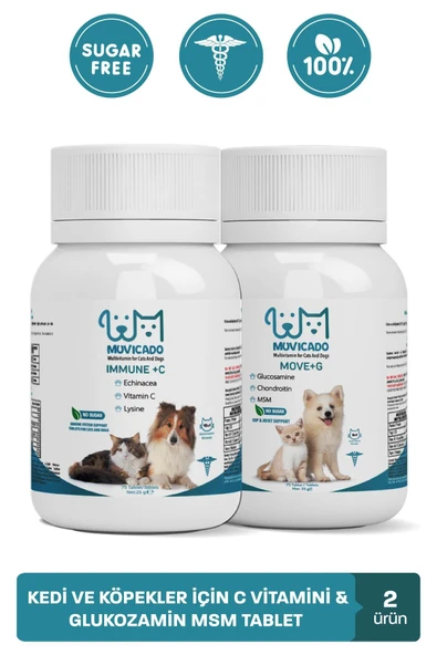 muvicado Köpek Bağışıklık ve Eklem Sağlığı Destekleyici Tablet - C Vitamini Arı Poleni MSM Hyaluronik Asit
