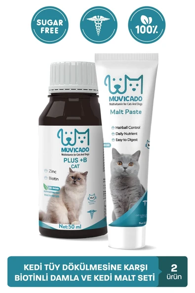 muvicado Kediler İçin Tüy Dökümünü Azaltan, Besleyen Multivitaminli Kedi Tüy Damlası - Kedi Malt Macunu