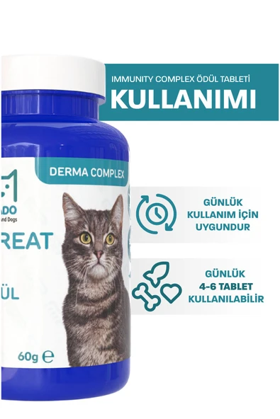 muvicado Derma Deri Ve Tüy Kedi Ödül Tableti Kedi Ödülü Köpek Vitamini Biyotin Tüyü Bakım Seti - Resim 4