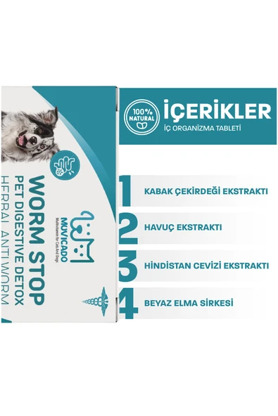 muvicado Kedi Köpek Iç Dış Anti Parazit Uzaklaştırıcı Bitkisel Damla Ödül Tablet Seti Bit Pire Giderici - Resim 2