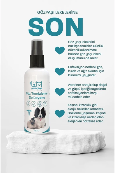muvicado Kedi Köpek Göz Temizleme Gözyaşı Lekesi Temizleme Göz Çevresi Ağız Kulak Temizleme Solüsyonu - 2