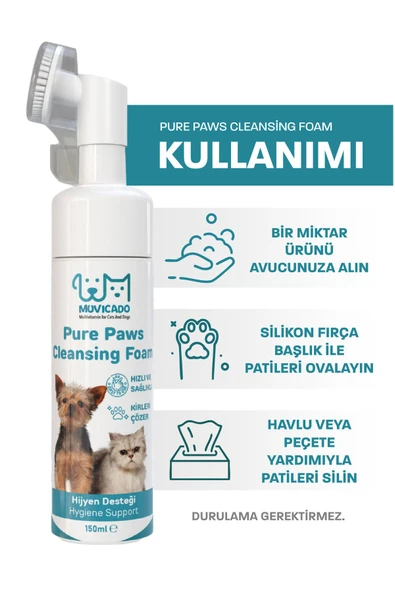 muvicado Kedi Köpek Pati Temizleme Köpüğü Pati Yıkama Jeli Hijyen Bakım Spreyi Nano Series - 4