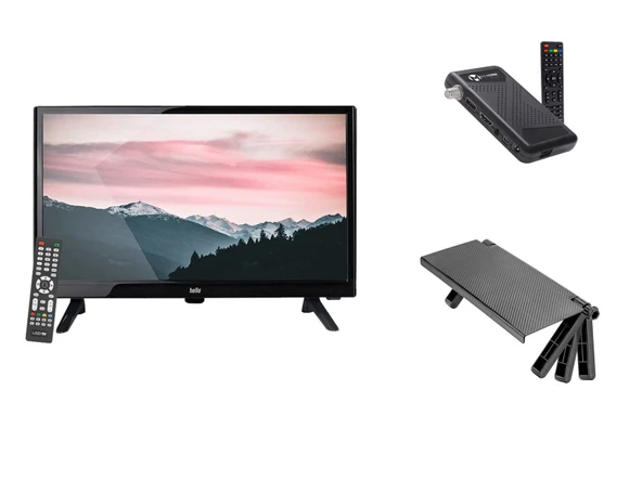 19” Full HD Led Monitör Seti, Uydu Alıcı ve Tv Üstü Standlı, TV, Araba ve Karavan Uyumludur, 12 volt adaptörlü, ürün görseli