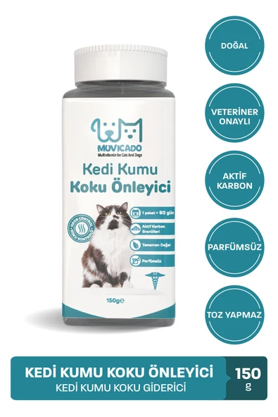 muvicado Kedi Kumu Koku Giderici Önleyici- Kedi Kumu Aktif Karbon - Kedi Kumu Tuvalet Koku Giderici Parfümsüz