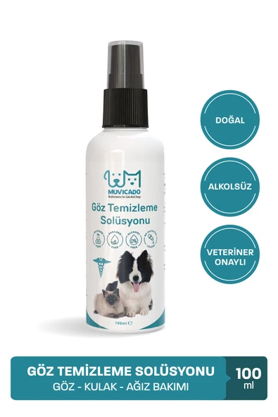 muvicado Kedi Köpek Göz Kulak Ağız Bakım Solüsyonu Yüz Deri Temizleme Hijyen Spreyi 100 ml