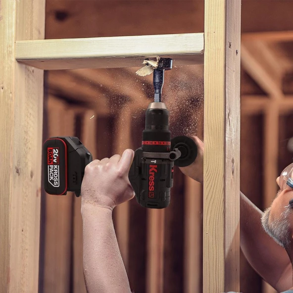 Kress KUC33.1 20Volt/5.0Ah Li-ion 95Nm Çift Akülü Kömürsüz Profesyonel Şarjlı Darbeli Matkap - 6