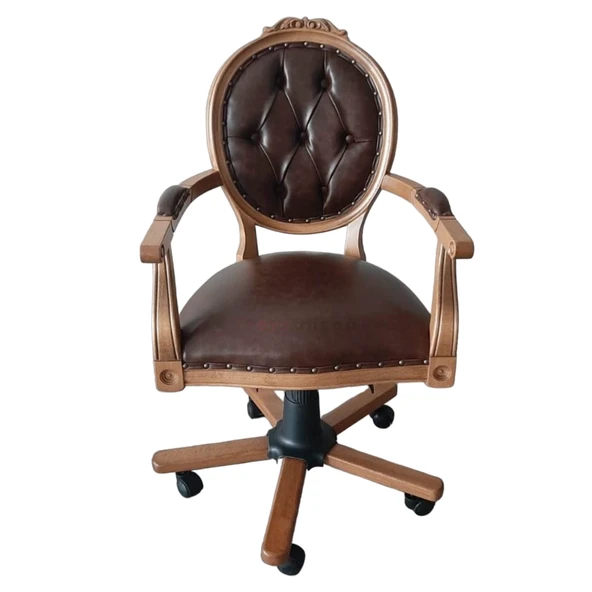 Madalyon Ahşap İşlemeli Çalışma Sandalyesi - Resim 3