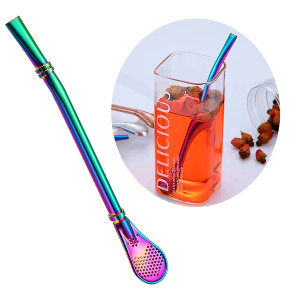 1 adet, pipet çelik süzgeçli kaşığı, tekrar kullanılabilir paslanmaz çelik pipet, 2'si 1 arada metal kaşık pipet, çay filtresi, metal pipet, ürün görseli