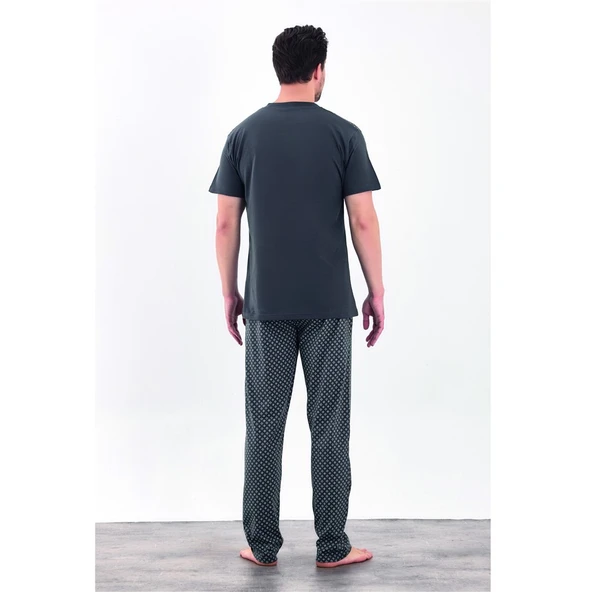 Estiva %100 Pamuk İnterlok Kısa Kol Erkek Pijama Takım - Resim 7