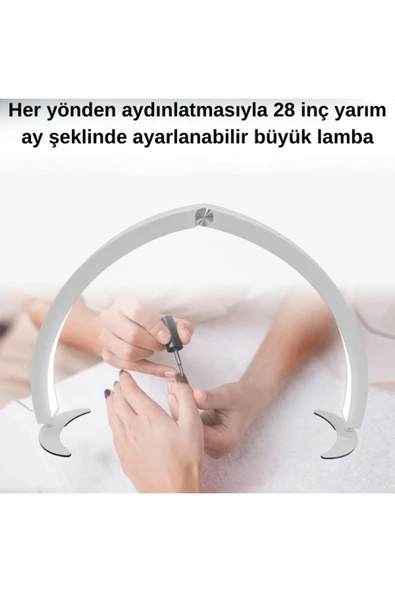 SMAYLİNG Katlanabilir Masa Üstü Ay Lambası 36 Yükseklik 73 En Kumandalı Kirpik Kaş ve Tırnak LED Masa Lambası - 2