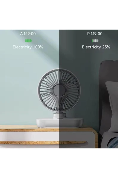 SMAYLİNG USB Masa Fanı Sessiz 5 Kademeli Mini Fan Gece Lambalı Taşınabilir Masaüstü Fan - 5