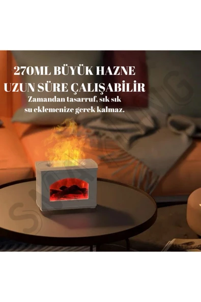 SMAYLİNG Şömine Görünümlü Hava Nemlendirici Aromatik Oda Kokusu 270 ml Difüzörü Buhar Makinesi - 6