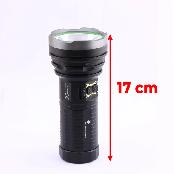 El Feneri 5000 Lümen Uzun Menzil 50W Li-ion 4 x 3200 mAh Şarjlı Powerbank Ledli Su Geçirmez Kamp - Resim 5