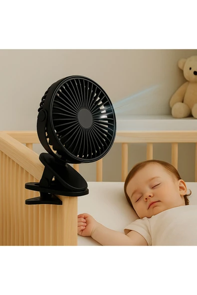 SMAYLİNG Şarj Edilebilir Mandallı Mini Vantilatör – 3 Kademeli Sessiz Masa Fanı - 3