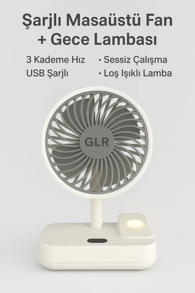 SMAYLİNG USB Masa Fanı Sessiz 5 Kademeli Mini Fan Gece Lambalı Taşınabilir Masaüstü Fan - 3