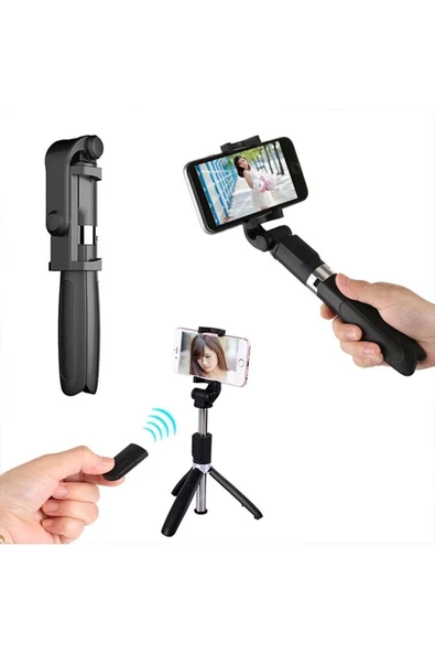 SMAYLİNG Kablosuz Stant Tripod Katlanabilir Uzatılabilir Selfi Çubuğu Ios&android Gopro Uyumlu Vlog Kit - 5