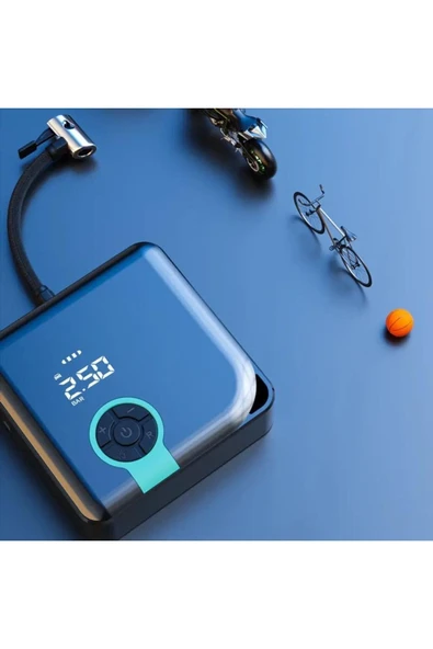 SMAYLİNG Dijital Göstergeli Fonksiyonel Şişirme Pompası Hava Kompresörü Powerbank 4000mah Led Işık - 6