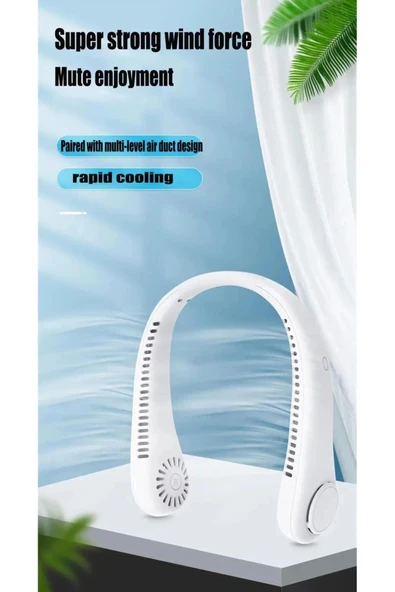 Vothoon Askılı Boyun Tipi Fan 3 Kademeli Ayar USB Type-C Şarjlı Sessiz & Eller Serbest Soğutma Çift Motorlu - 2