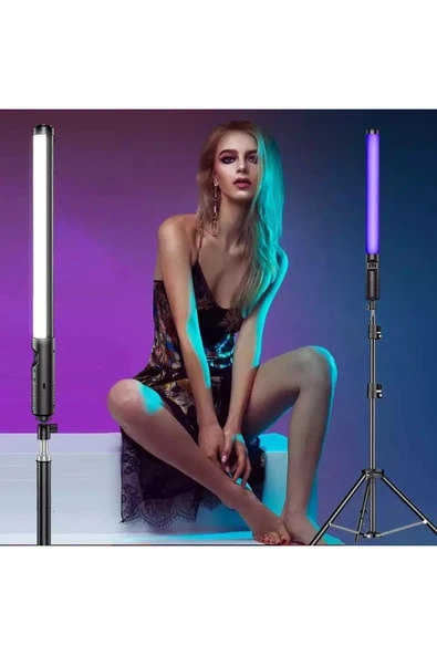 SMAYLİNG El Rgb Çubuk Led Floresan Lamba Fotoğraf Stüdyosu Tiktok Profesyonel Dolgu Işığı Taşınabilir+tripod - 8