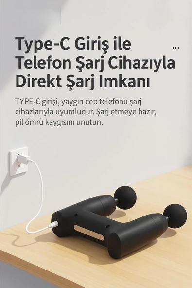 SMAYLİNG Çift Başlıklı Masaj Tabancası Mini Kas Gevşetici Titreşimli Vücut Şekillendirme Cihazı - 2