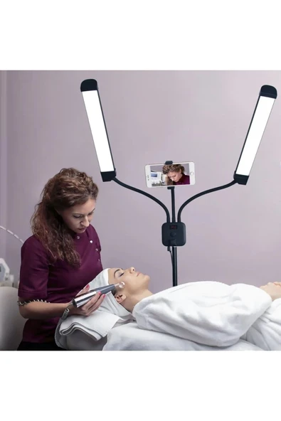 SMAYLİNG Çift Kollu Tribün Led Kalıcı Makyaj Kuaför Güzellik Merkezi Dolgulu Işık Ring Tattoo - 1
