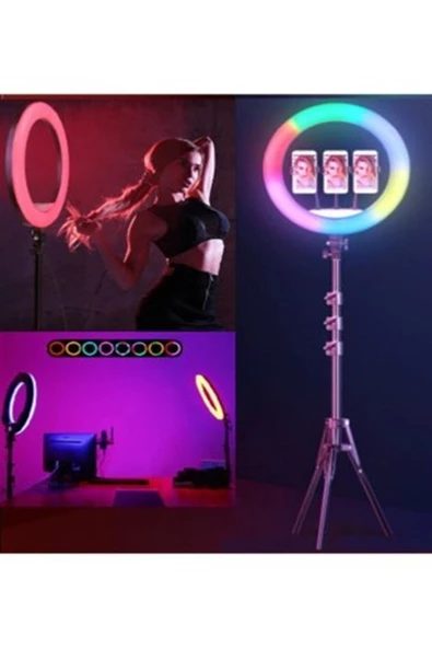 SMAYLİNG Ring Light Mega Boy 70w Rgbli Selfie Çekim Işığı Profosyonel Çantalı Kumandalı Tripodlu Makeup