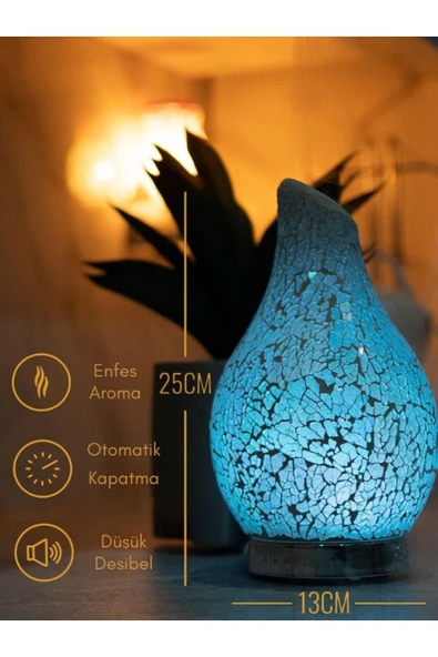 SMAYLİNG Hava Nemlendirici Aromaterapi Ev Ofis Kokusu Led Işıklı Desenli Dekoratif Modern Şık Zaman Ayarlı - 3