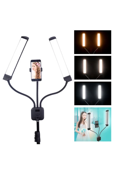 SMAYLİNG Çift Kollu Tribün Led Kalıcı Makyaj Kuaför Güzellik Merkezi Dolgulu Işık Ring Tattoo - 5