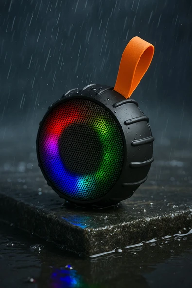 SMAYLİNG Mini Taşınabilir Hoparlör | Bluetooth, RGB Işıklı, Su Geçirmez, Stereo Ses Kalitesi - 3