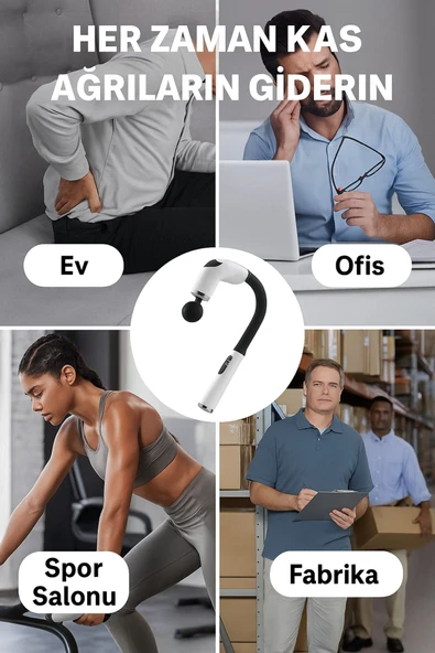 SMAYLİNG Şarjlı Masaj Tabancası - 4 Başlıklı, Sessiz Fırçasız Motor, Derin Doku Kas Masaj Aleti - 8