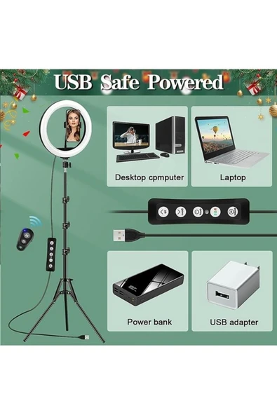 SMAYLİNG 10 Inç 26 Cm Rgb Işıklı Tripod Çok Renkl Led 210 Cm Tripot Youtube Tiktok Işığı Ve Bluetooth Kumanda - 3