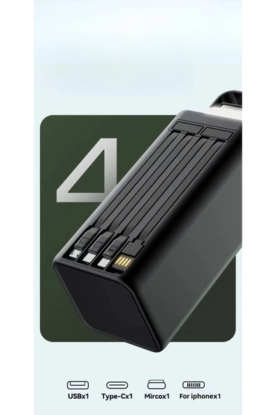 SMAYLİNG 30.000 mAh Ultra Güçlü Powerbank Led Aydınlatmalı Taşıma Askı Hızlı Şarj 22,5w 4xusbMicrolıghtngtypc - 8