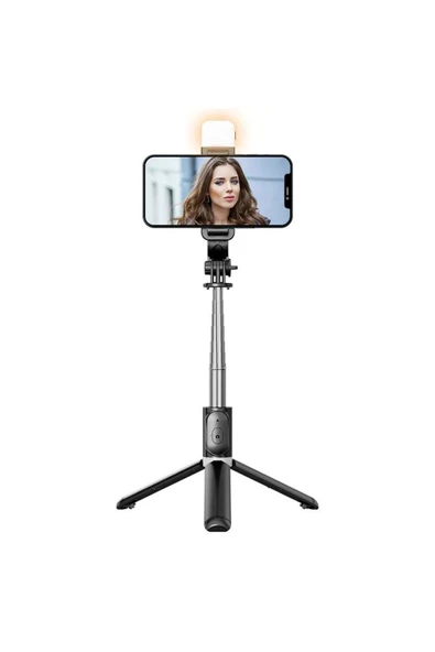 SMAYLİNG Kablosuz Işıklı Stant Tripod Katlanabilir Selfi Çubuğu Ios&android Vlog Kit Tiktok Instagram Pro