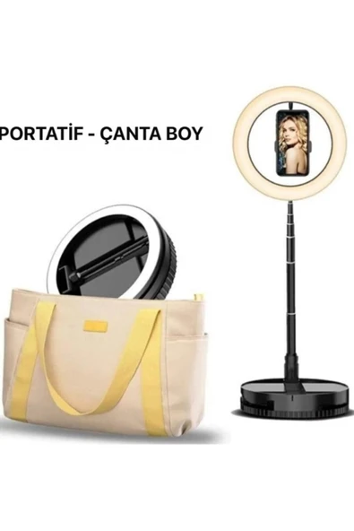 SMAYLİNG Teleskopik Halka Lamba Ring Light Taşınabilir Katlanır Selfie Işığı Makeup Led Tripod Işık - 2