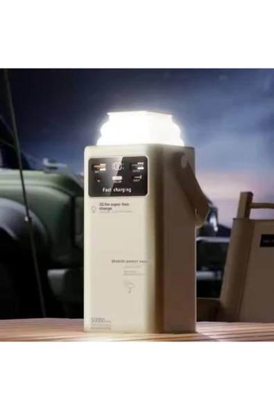 SMAYLİNG 50.000 mAh Ultra Güçlü Powerbank Led Aydınlatmalı Taşıma Askı Hızlı Şarj 22,5w 4xusbMicrolıghtngtypc - 8