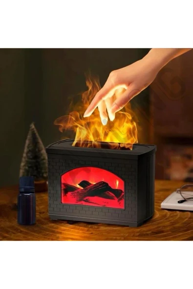 SMAYLİNG Şömine Görünümlü Hava Nemlendirici Aromatik Oda Kokusu 270 ml Difüzörü Buhar Makinesi