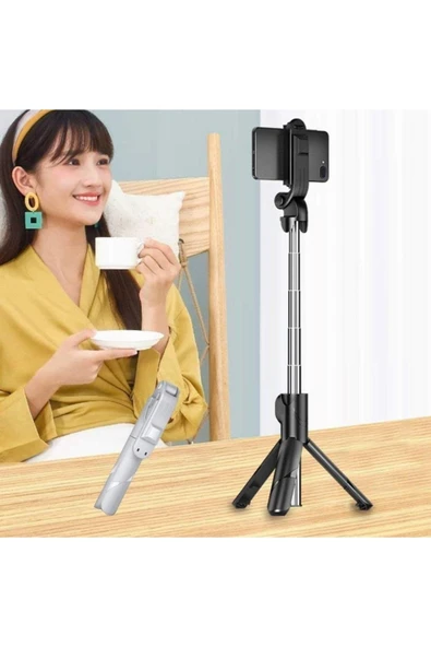 SMAYLİNG Mini Tripod Youtuber Stand Triport Selfi Çubugu Uzaktan Kumandalı 2 Kademeli Işık Mini Selfie - 6