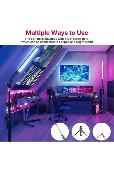 SMAYLİNG El Rgb Çubuk Led Floresan Lamba Fotoğraf Stüdyosu Tiktok Profesyonel Dolgu Işığı Taşınabilir+tripod - 2